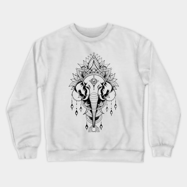 Thai Elephant Tattoo 2: Thai Sak Yant Chang Erawan (Elephant) Tattoo Design Crewneck Sweatshirt by Puff Sumo